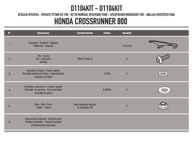 KAPPA D1104KITK HONDA VFR 800X CROSSRUNNER (11-14) RÜZGAR SİPERLİK BAĞLANTISI