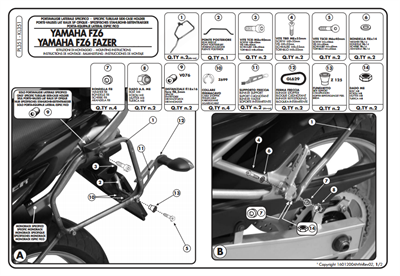 KAPPA KL351 YAMAHA FZ6 - FZ6 600 FAZER (04-06) YAN ÇANTA TAŞIYICI
