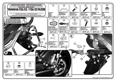 KAPPA KL360 YAMAHA FZ6 S2 - FZ6 600 FAZER S2 (07-11) YAN ÇANTA TAŞIYICI