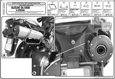 KAPPA KLX528 SUZUKI DL 1000 V-STROM (02-11) KAWASAKI KLV 1000 (04-10) YAN ÇANTA TAŞIYICI