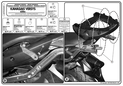KAPPA KZ447 KAWASAKI VERSYS 650 (06-09) ARKA ÇANTA TAŞIYICI