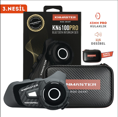 Knmaster KN6100 PRO KARBON Siyah - Bluetooth İnterkom Seti
