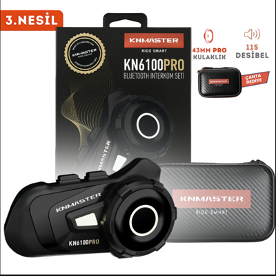 Knmaster KN6100 PRO KARBON Siyah - Bluetooth İnterkom Seti