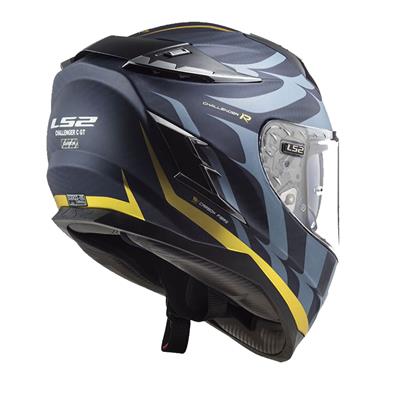 LS2 CHALLENGER C KARBON FLAMES SİYAH-KARBON-SARI KASK