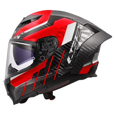 LS2 DRAGON KARBON TRAX KIRMIZI KASK