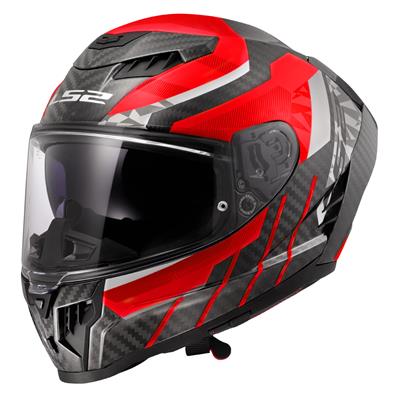 LS2 DRAGON KARBON TRAX KIRMIZI KASK