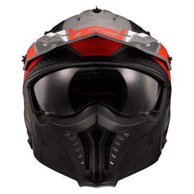 LS2 DRIFTER DEVOR MAT GRİ-TITANIUM-KIRMIZI KASK