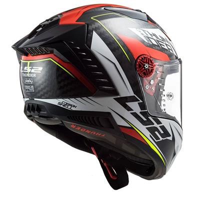 LS2 THUNDER KARBON CHASE BEYAZ-KIRMIZI KASK