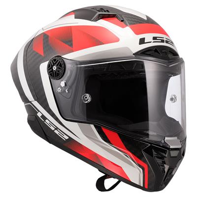 LS2 THUNDER KARBON GP AERO RAUTE BEYAZ-KIRMIZI KASK
