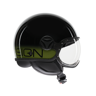 MOMO KASK/ FGTR CLASSIC STRIPES BLK YLW FLUO