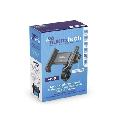 NUKRO.TECH  M29 Klipsli Telefon Tutucu (Gidon ve Ayna Bağlantı Aparatlı)