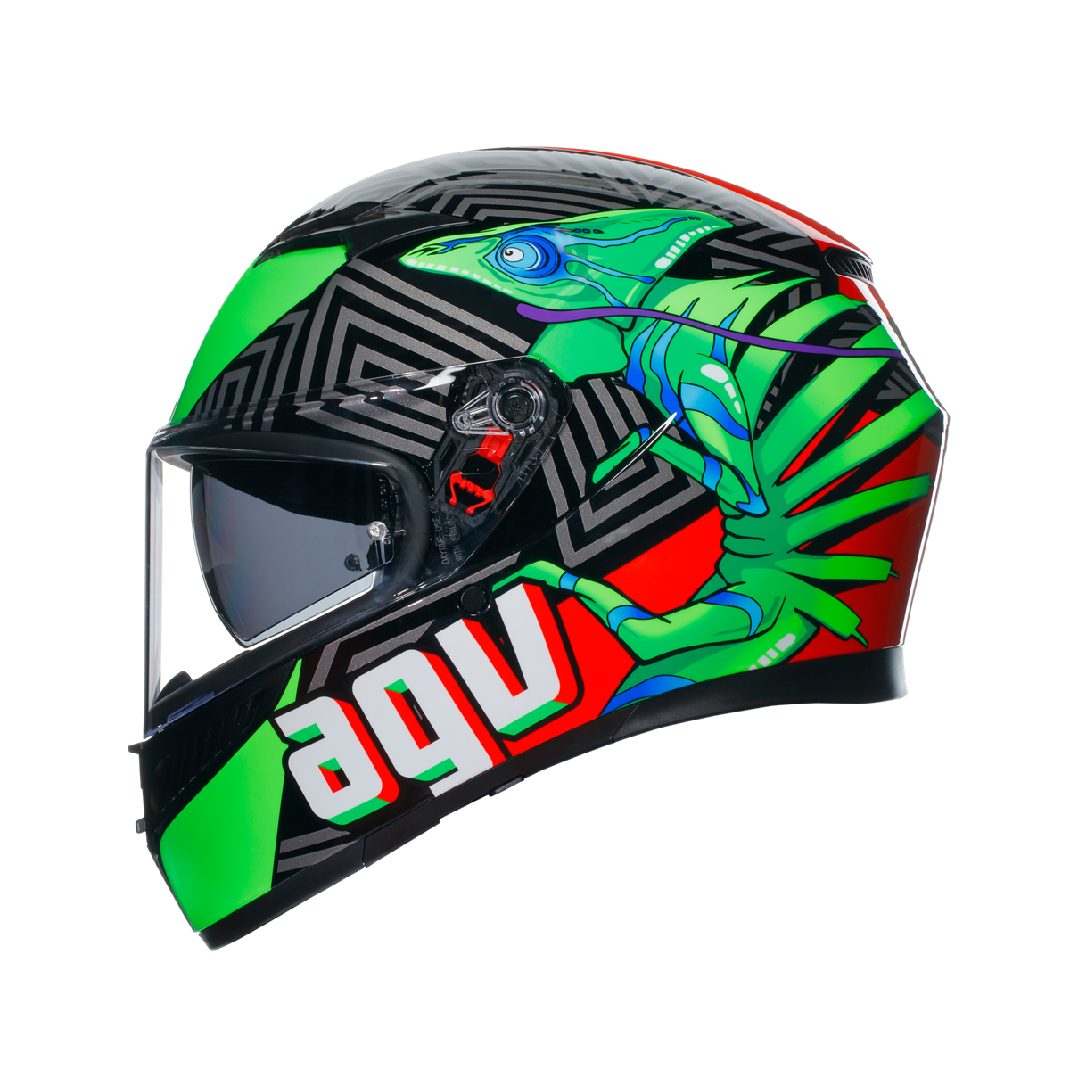 Agv K3 Kamaleon Black Red Green Kapalı Kask