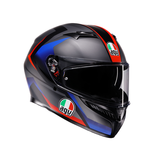AGV KASK/K3 MPLK STRIGA MATT BLACK/BLUE/RED CONFİGURATİON