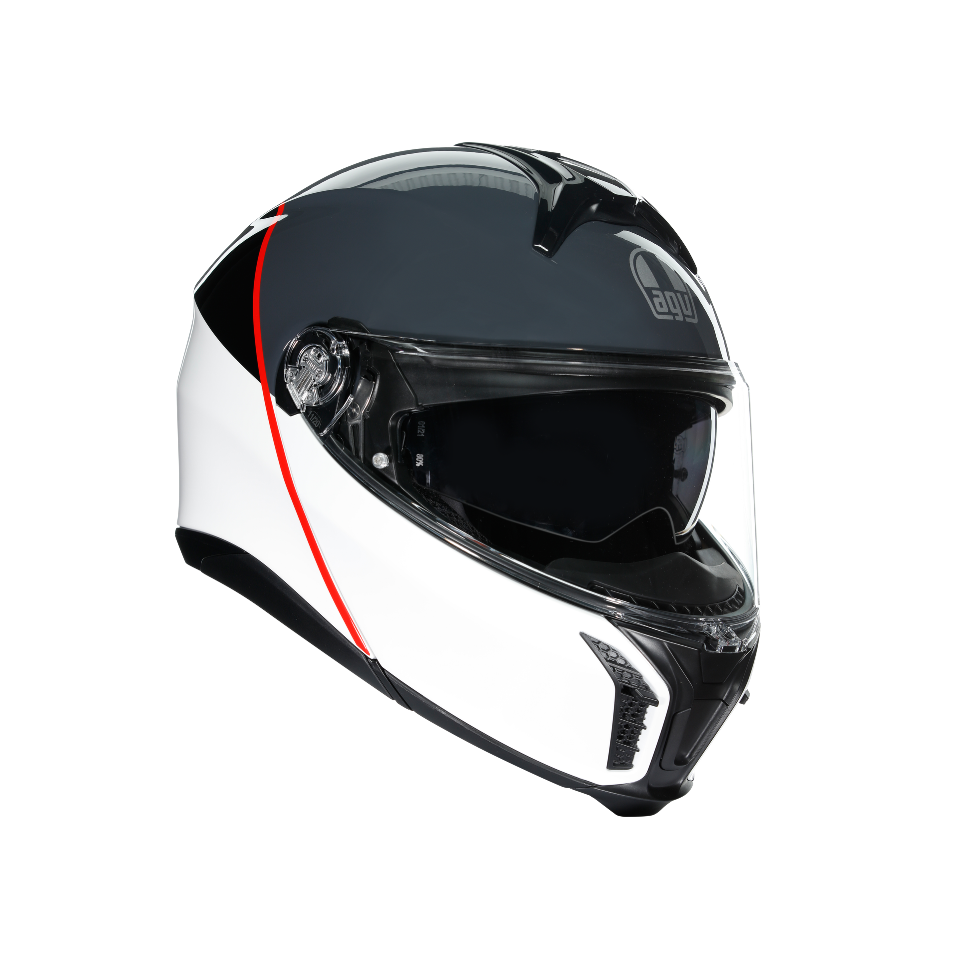 Agv Tourmodular Mlt Balance White Grey Red Çene Açılır Kask