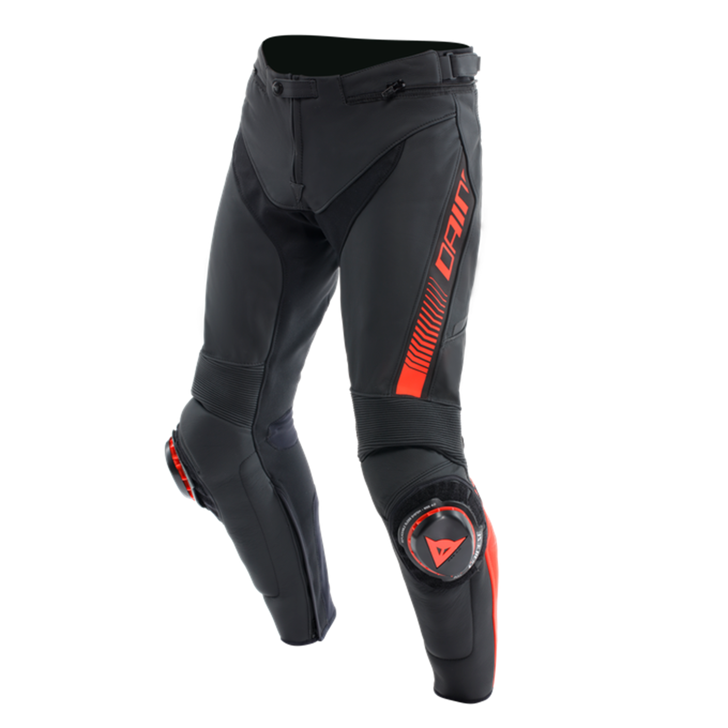 DAINESE/ SUPER SPEED LEATHER PANTS BLACK RED FLUO