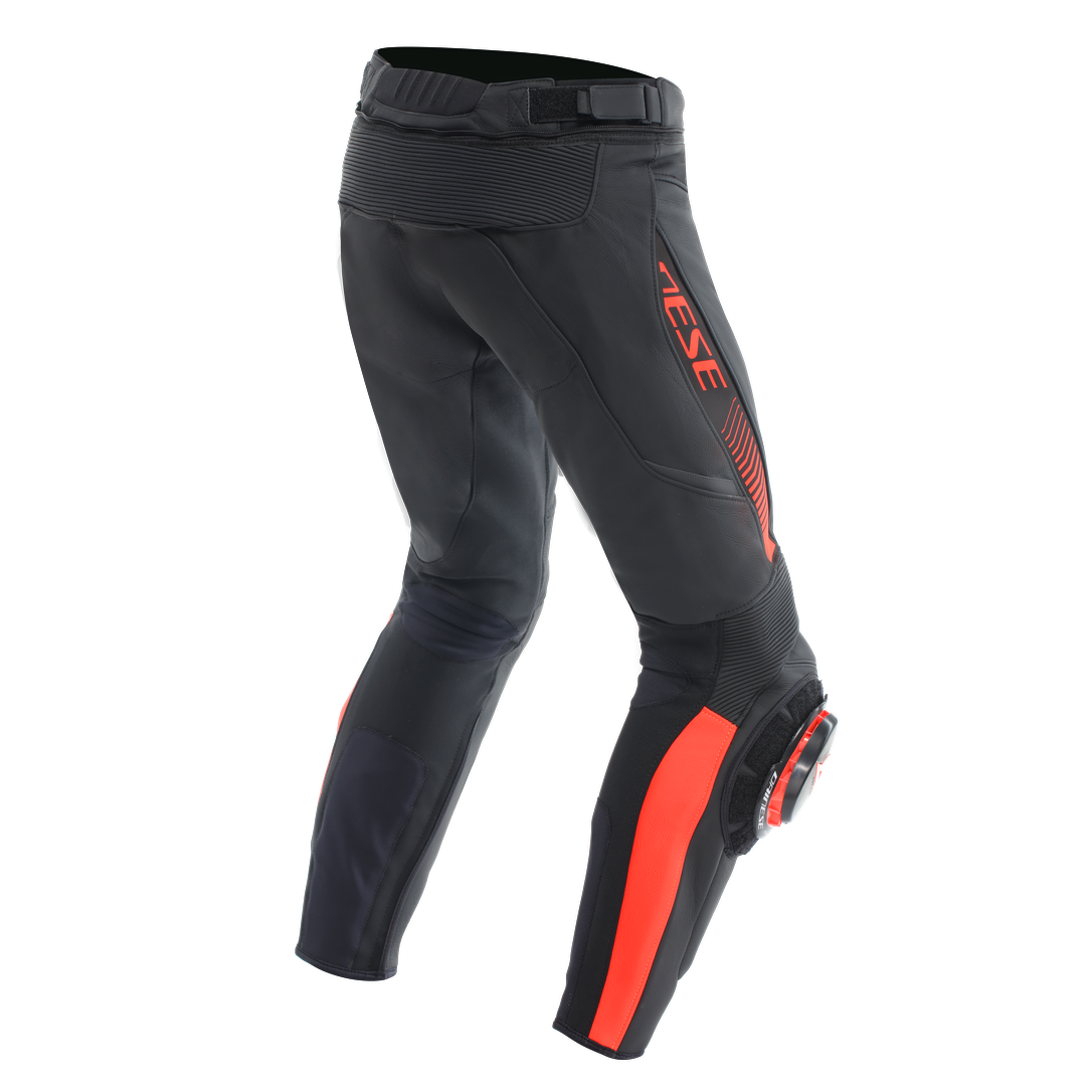DAINESE/ SUPER SPEED LEATHER PANTS BLACK RED FLUO