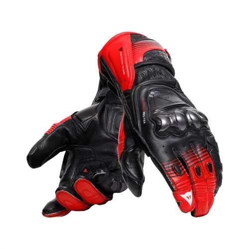 DAINESE/FIERO METAL GLOVES BLACK RED LAVA WHITE