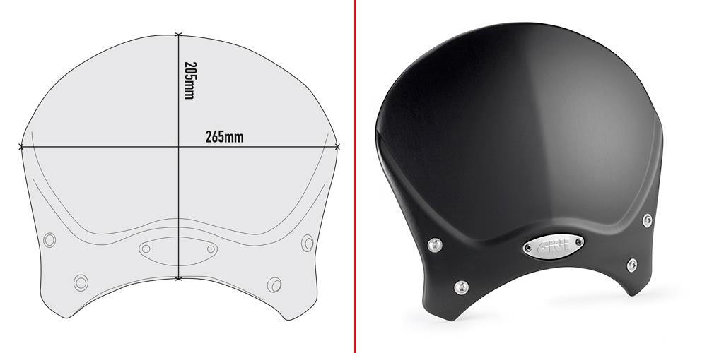 GIVI 100ALB BMW R NINE T (14-21) - YAMAHA XSR 700 (16-20) - XSR 900 (16-21) RÜZGAR SİPERLİK