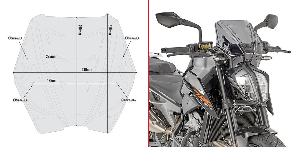 GIVI A7708 KTM DUKE 790 (18-20) - 890 DUKE R (21-23) RÜZGAR SİPERLİK