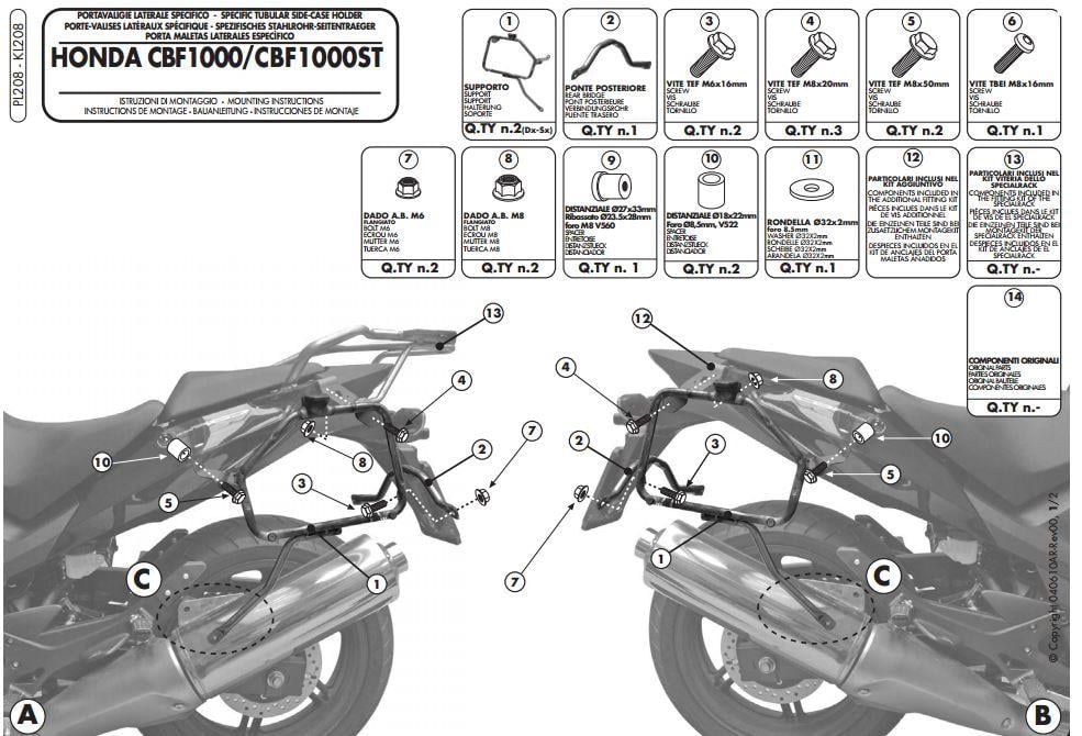 GIVI PL208 HONDA CBF 1000 - CBF 1000ST (10-14) YAN ÇANTA TAŞIYICI
