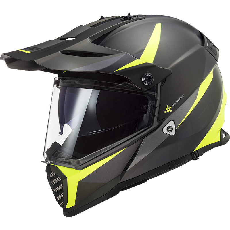 LS2 PIONEER EVO ROUTER MAT SİYAH-NEON SARI KASK