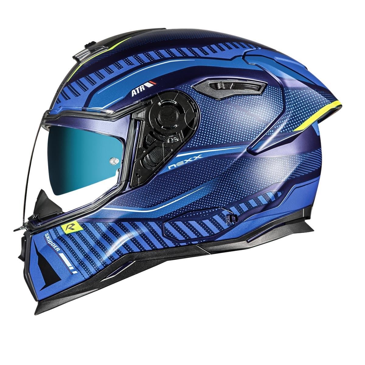 NEXX SX.100R SKIDDER MAT MAVİ-NEON SARI KASK
