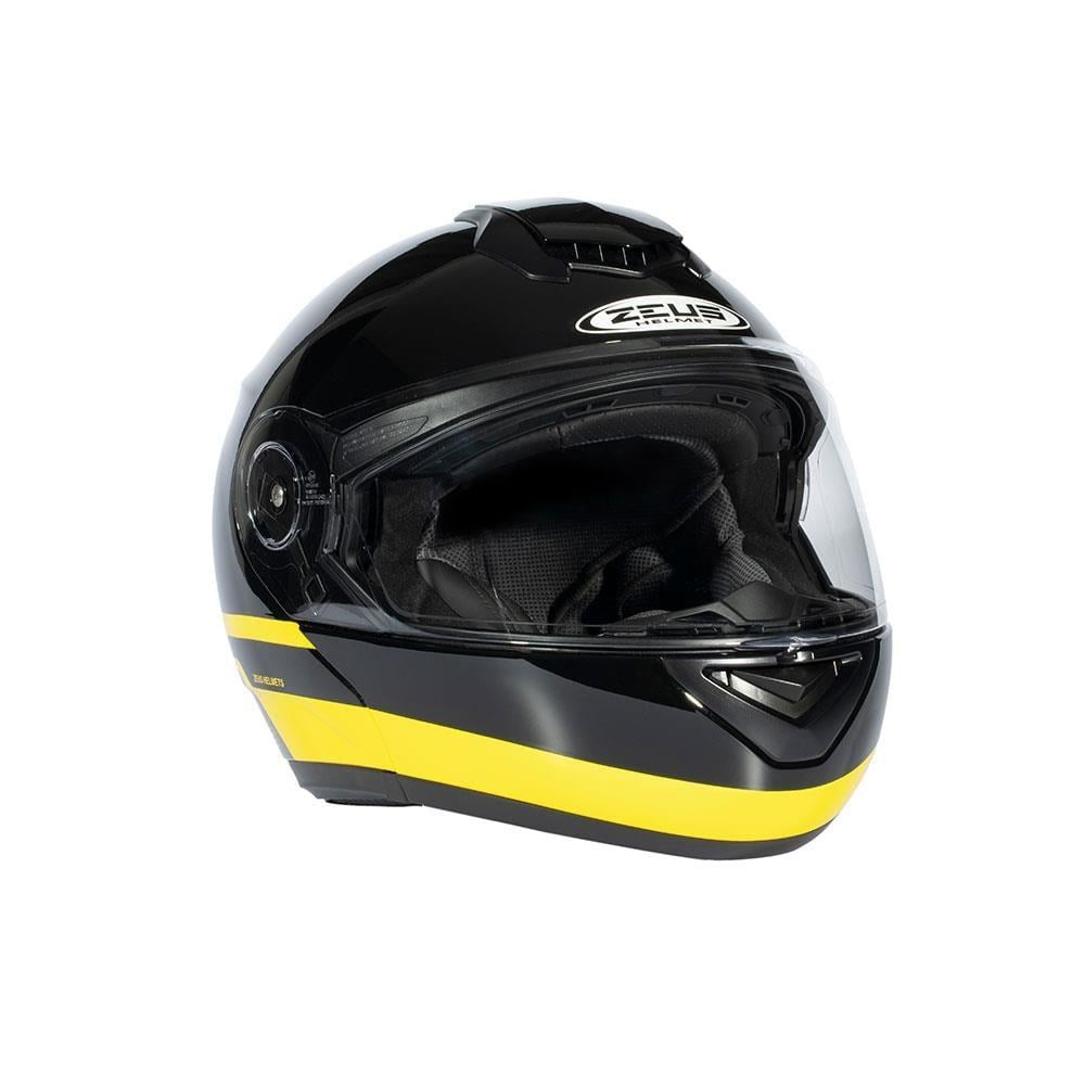 Zeus ZS-3050 BE6 Black Yellow Çene Açılır Kask