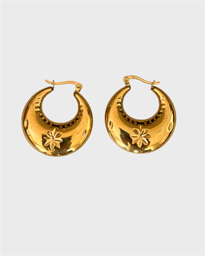 Çelik Gold Renk Kuzey Yıldız Desenli Küpe