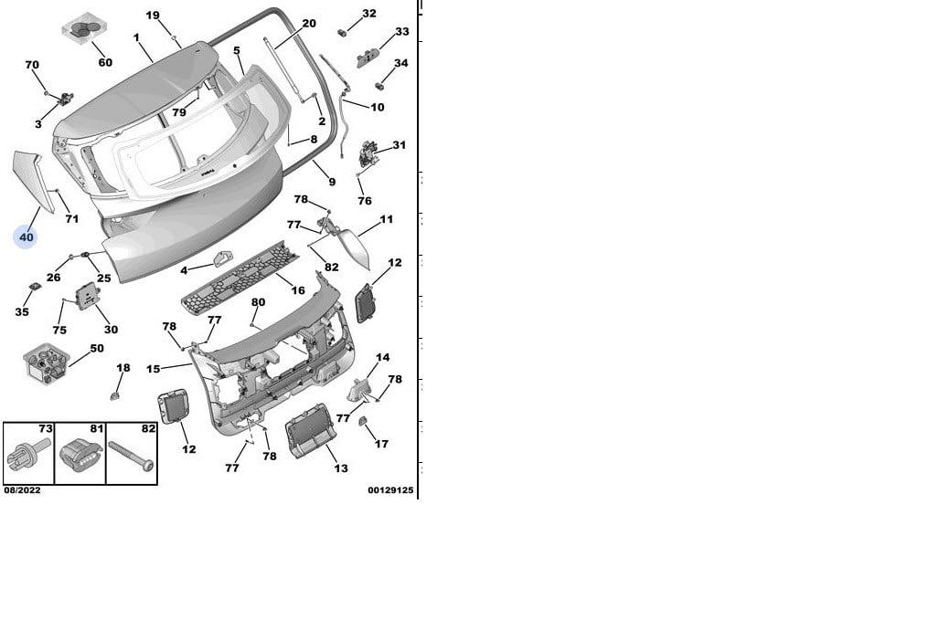 Opel Grandland X Bağaj Plastiği Sol Arka Gm Orjinal MarkaPSAGrandland XYP000304XK