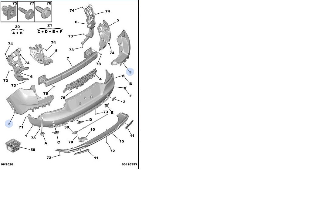 Opel Grandland X Sağ Arka Köşe Tampon GM OrijinalPSAGrandland XYP00029280