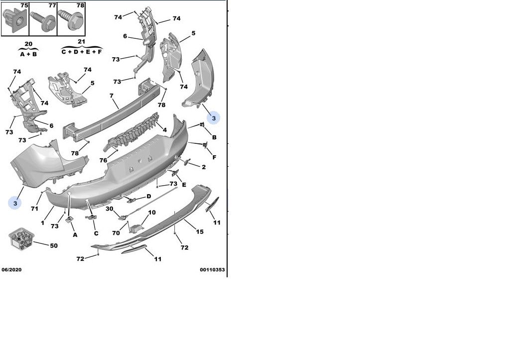 Opel Grandland X Sağ Arka Köşe Tampon GM OrijinalPSAGrandland XYP00029280