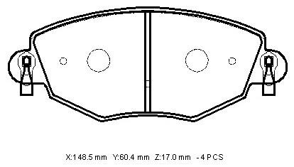 FORD MONDEO- 05/07; ÖN FREN BALATASI 1,8/2,0/2,2/2,5 (DİSK) (148,5X60,4X17) (BRAMAX)