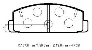 MAZDA 6- SD- 2006; ARKA FREN BALATASI (DİSK) (107.8X39.6X13)(DAIWA)