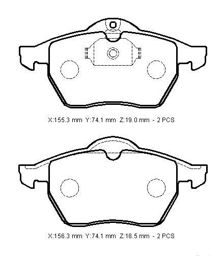 SAAB 9 5- 99/03; ÖN FREN BALATASI (KABLOSUZ)(DİSK) (155,3X74,1X19/156,3X74,1X18,5) (BRAMAX)