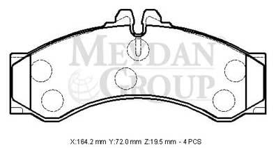 VOLKSWAGEN VOLT- LT35/LT46- 96/07; ARKA FREN BALATASI (KABLOSUZ)(DİSK)(164,2X72X19,5) (BRAMAX)
