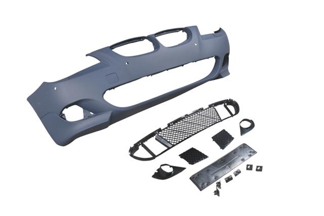 (YENİ ÜRÜN!!!)BMW 5 SERI- E60- 04/07; ÖN TAMPON (IZGARALI//PLAKA PLAST.)SEN.DELİKLİ 18MM/F.YIK.LI) (M-TECH) ASTARL