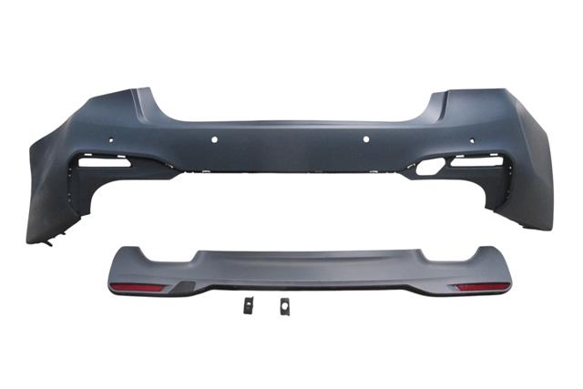 (YENİ ÜRÜN!!!)BMW 5 SERI- G30- 17/20; ARKA TAMPON ASTARLI (ÇEKÇ KAPAKLI/KARLIKLI/BRAKETLİ/SENSÖR DELİKLİ) (M-TECH)