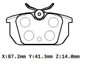 ALFA ROMEO 145- 95/00; ARKA FREN BALATASI 1.4/1.6/1,7/1,9cc (KABLOSUZ)(DİSK)(87.2X44.5X14) (BRAMAX)