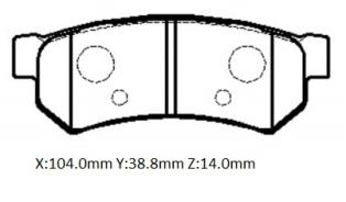 CHEVROLET AVEO- HB- 09/11; ARKA FREN BALATASI (DİSK) (103,9x38,8x14)(BRAMAX)