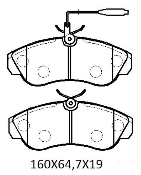 CITROEN JUMPER- 98/01; ÖN FREN BALATASI 1,9/2,0/2,5/2,8 (2 KABLOLU)(DİSK) (160X64,7X19) (BRAMAX)