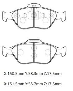 FORD FUSION- 03/11; ÖN FREN BALATASI 1,25/1,4/1,6cc (DİSK)(151,3X55,5X18,54/15;0,50X59X18,54)(BRAMAX