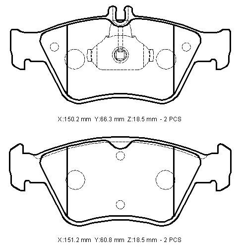MERCEDES E CLASS- W210- 96/99; ÖN FREN BALATASI (KABLOSUZ)DİSK)150,2X66,3X18,5/151,2X60,8X18,5)BRAMA
