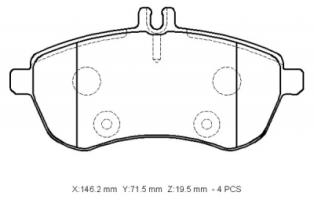 MERCEDES E CLASS- W211- 07/09; ÖN FREN BALATASI (KABLOSUZ)(DİSK) (146.2X71.5X19.5)(BRAMAX)