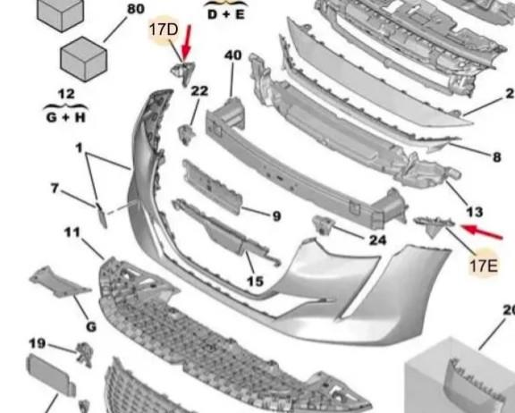 PEUGEOT 208- 24/25; ÖN TAMPON BAĞLANTI BRAKETİ SET (2PARÇA)(ÜST KÖŞE BRAKETİ) (TYG)