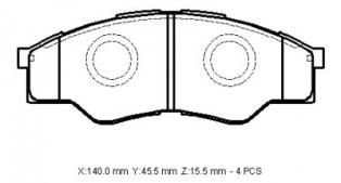 TOYOTA HILUX- PICK UP VIGO- D4D 05/07; ÖN FREN BALATASI 4X4 (07/10 4X2 UYUMLU)(140X51.9X15,50)DA