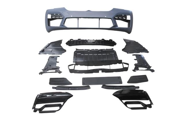(YENİ ÜRÜN!!!)BMW 5 SERI- G30- 20/22; ÖN TAMPON GRİ (IZGARALI/SİS KAPAKLI/SENSÖR DELİKLİ) (F90/M5/LCI)