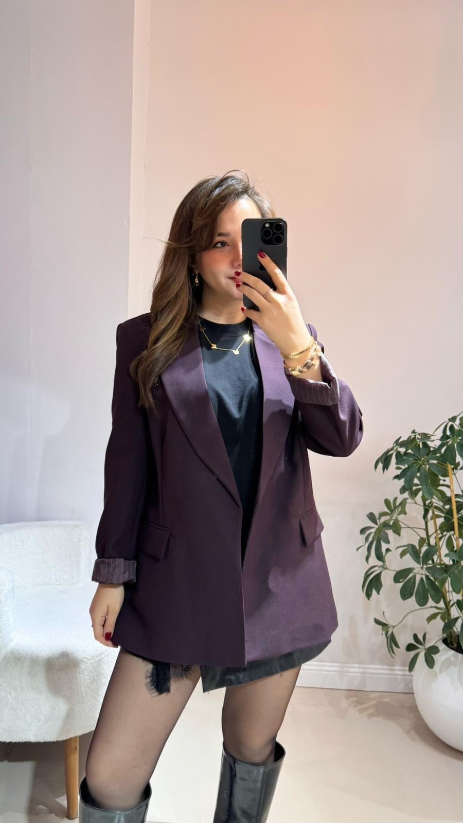 Astarı Çizgli  Blazzer Ceket 