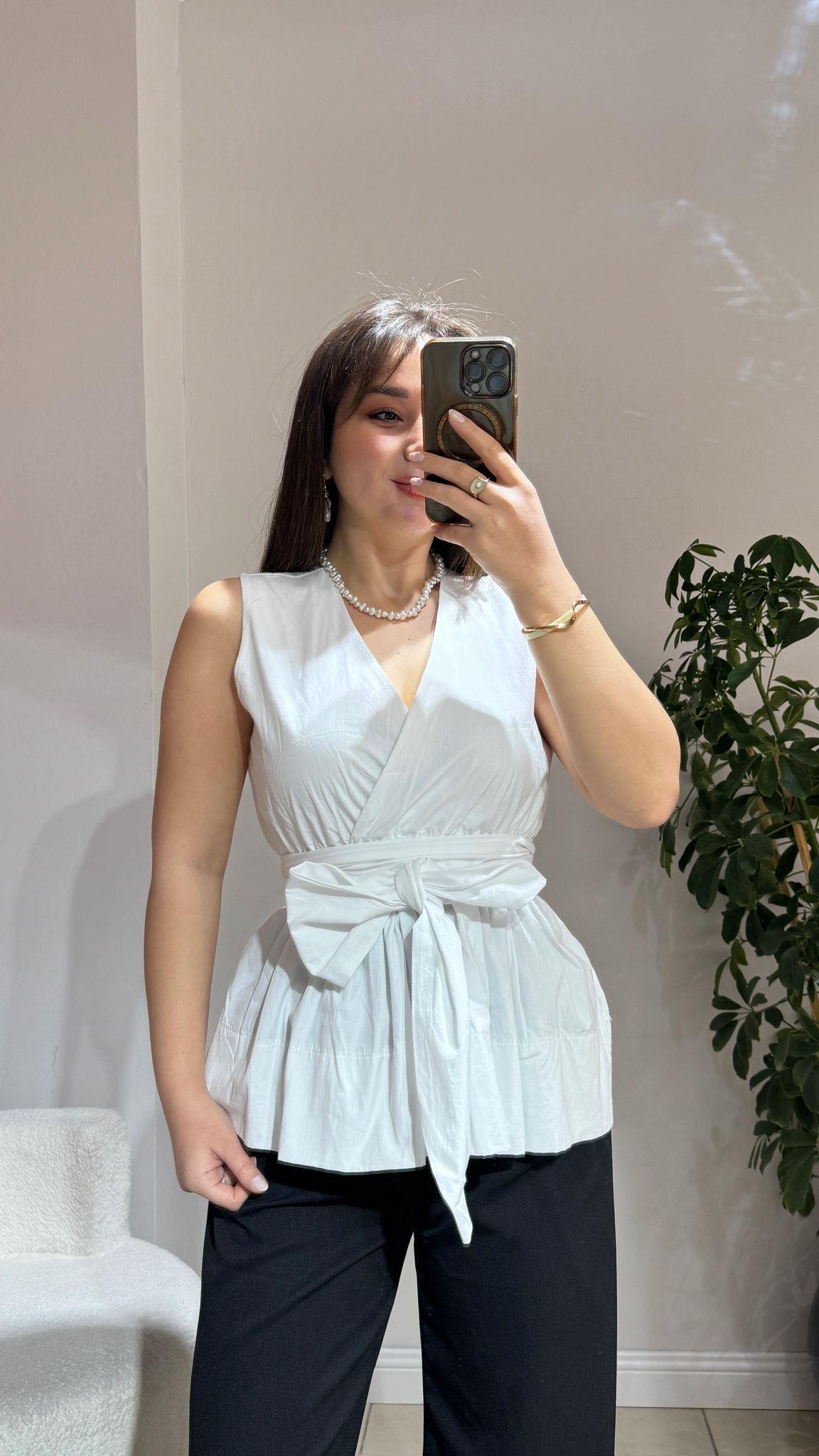 Fiyonklu Beli Lastiikli Pinterest Bluzu