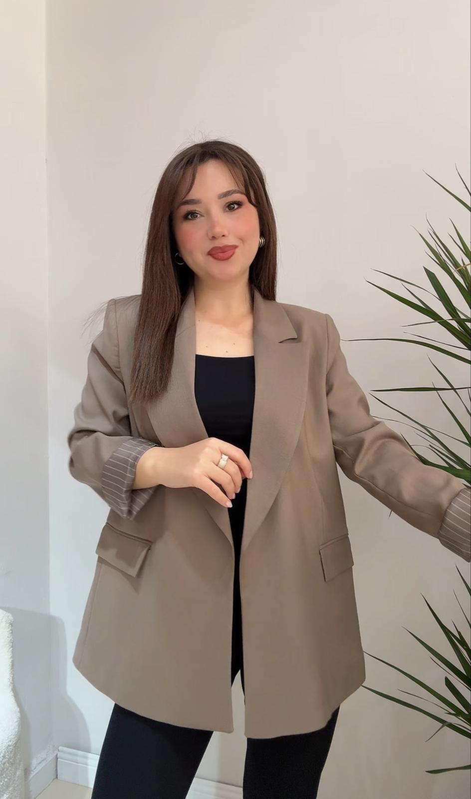 Astarı Çizgili Premium Blazzer Ceket