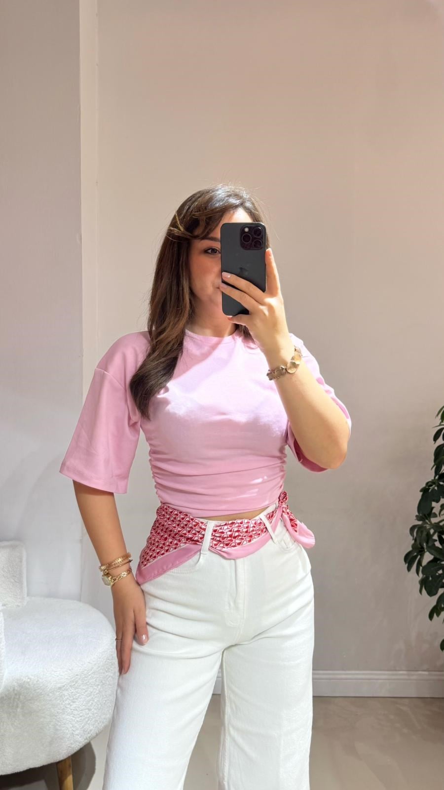 Belden Oturmalı Pembe Thsirt
